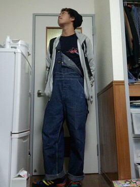 「アイテム（サロペット/オーバーオール）」を使った、TETSUさん（メンズ・168cm・10代）の秋コーディネート