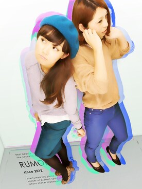 「プリクラ」｜「アイテム（ハンチング/ベレー帽）」を使った、べちさん（レディース・154cm）の秋コーディネート
