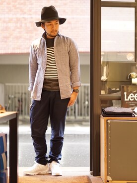 「ABAHOUSE（アバハウス）のアイテム（帽子）」を使った、MURAさん（メンズ・171cm）の春コーディネート