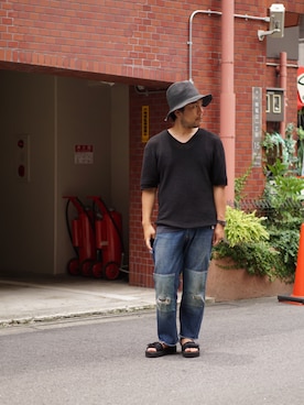 「ABAHOUSE（アバハウス）のアイテム（帽子）」を使った、MURAさん（メンズ・171cm）の夏コーディネート