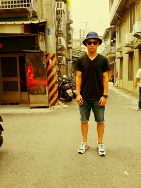「Timberland（ティンバーランド）のアイテム（キャップ）」を使った、Chao Hsiang Shiue さん（メンズ・177cm）の春コーディネート