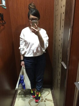 「Reebok（リーボック）の【REEBOK】 リーボック FURYLITE フューリーライト V66618 16SP BLCK/GREN/RD/WH（スニーカー）」を使った、natsuki🌻さん（レディース・149cm）の春コーディネート