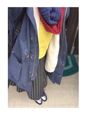 「黒スカート」｜「アイテム（モッズコート）」を使った、ぷ り ん ○*さん（レディース・152cm）の冬コーディネート