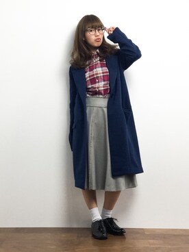 「SPIRALGIRL（スパイラルガール）のアイテム（チェスターコート）」を使った、内山陽菜さん（レディース・160cm）の冬コーディネート