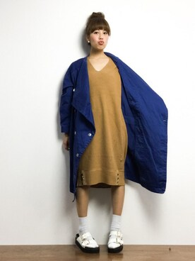 「mercibeaucoup,（メルシーボークー）のアイテム（ジャケット/アウター）」を使った、内山陽菜さん（レディース・149cm）の冬コーディネート