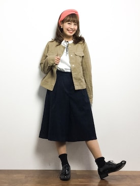 「JOURNAL STANDARD relume（ジャーナルスタンダード　レリューム）のアイテム（ノーカラージャケット）」を使った、内山陽菜さん（レディース・149cm）の冬コーディネート