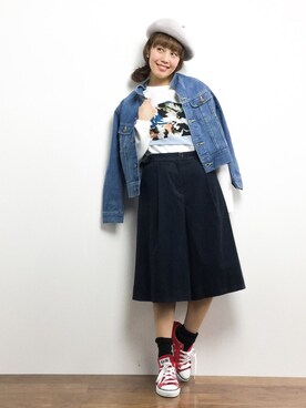 「DRWCYS（ドロシーズ）のアイテム（帽子）」を使った、内山陽菜さん（レディース・149cm）の冬コーディネート