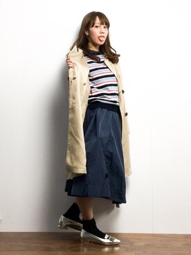「N.（N. Natural Beauty Basic）（エヌエヌナチュラルビューティーベーシック）のアイテム（トレンチコート）」を使った、内山陽菜さん（レディース・149cm）の冬コーディネート