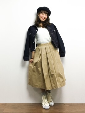 「AZUL by moussy（アズールバイマウジー）のアイテム（その他アウター）」を使った、内山陽菜さん（レディース・149cm）の春コーディネート
