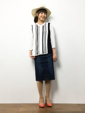 「Supreme.La.La.（シュープリームララ）のアイテム（パンプス）」を使った、内山陽菜さん（レディース・149cm）の春コーディネート