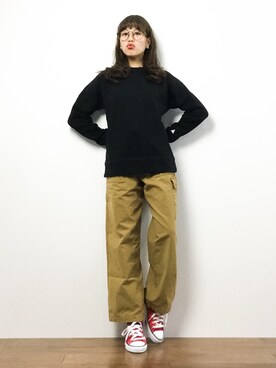「LUCA/LADY LUCK LUCA（ルカ/レディラックルカ）のアイテム（スウェット）」を使った、内山陽菜さん（レディース・149cm）の春コーディネート