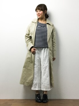 「BLISS POINT（ブリスポイント）のアイテム（トレンチコート）」を使った、内山陽菜さん（レディース・149cm）の春コーディネート
