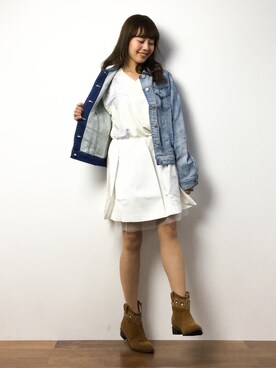 「RAY CASSIN（レイカズン）のアイテム（スウェット）」を使った、内山陽菜さん（レディース・149cm）の春コーディネート