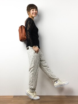 「cache cache（カシュ カシュ）のアイテム（バックパック/リュック）」を使った、内山陽菜さん（レディース・149cm）の春コーディネート