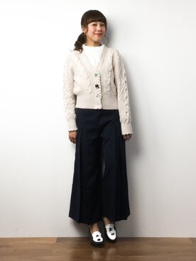 「Supreme.La.La.（シュープリームララ）のアイテム（カーディガン/ボレロ）」を使った、内山陽菜さん（レディース・149cm）の春コーディネート