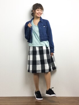 「TITTY&CO.（ティティーアンドコー）のアイテム（ジャケット/アウター）」を使った、内山陽菜さん（レディース・149cm）の春コーディネート