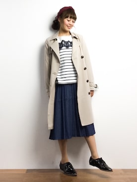 「FLASH REPORT（フラッシュリポート）のアイテム（スカート）」を使った、内山陽菜さん（レディース・149cm）の春コーディネート