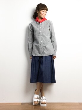 「FLASH REPORT（フラッシュリポート）のアイテム（スカート）」を使った、内山陽菜さん（レディース・149cm）の春コーディネート
