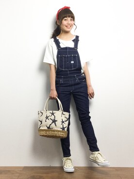 「URBAN RESEARCH ROSSO WOMEN（アーバンリサーチ　ロッソ）のアイテム（オールインワン・サロペット）」を使った、内山陽菜さん（レディース・149cm）の春コーディネート