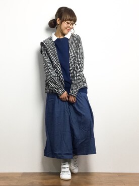 「AZUL ENCANTO（アズールエンカント）のアイテム（ブルゾン）」を使った、内山陽菜さん（レディース・149cm）の春コーディネート
