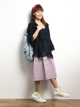 「Factor=（ファクターイコール）のアイテム（スカート）」を使った、内山陽菜さん（レディース・149cm）の春コーディネート