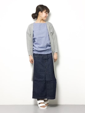 「Johnbull Private labo（ジョンブルプライベートラボ）のアイテム（スカート）」を使った、内山陽菜さん（レディース・149cm）の春コーディネート