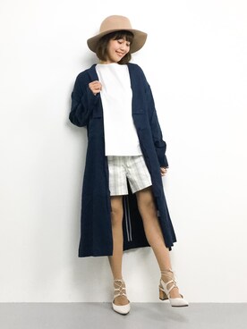 「POU DOU DOU（プードゥドゥ）のアイテム（その他アウター）」を使った、内山陽菜さん（レディース・149cm）の春コーディネート