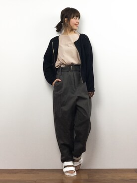 「Bou Jeloud（ブージュルード）のアイテム（ブルゾン）」を使った、内山陽菜さん（レディース・149cm）の春コーディネート