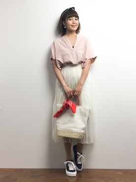 「LibertyDoll（リバティードール）のアイテム（スニーカー）」を使った、内山陽菜さん（レディース・149cm）の春コーディネート