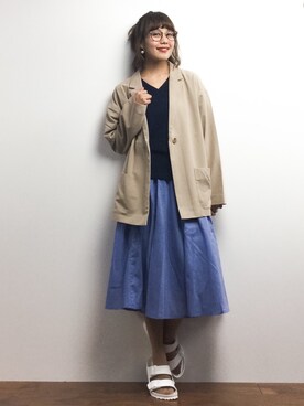 「UP START（アップスタート）のアイテム」を使った、内山陽菜さん（レディース・149cm）の春コーディネート