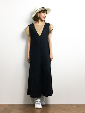 「スタンスミス」｜「アイテム（つなぎ/オールインワン）」を使った、内山陽菜さん（レディース・149cm）の春コーディネート