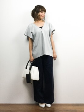 「ILIMA（イリマ）のアイテム（パンプス）」を使った、内山陽菜さん（レディース・149cm）の春コーディネート