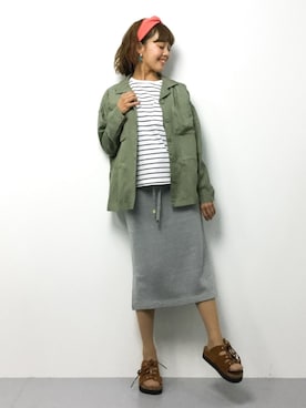 「TIENS ecoute（ティアンエクート）のアイテム（ジャケット/アウター）」を使った、内山陽菜さん（レディース・149cm）の春コーディネート