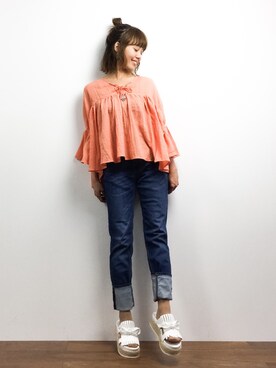 「abcdevol（エービーシーディーイーボル）のアイテム」を使った、内山陽菜さん（レディース・149cm）の春コーディネート