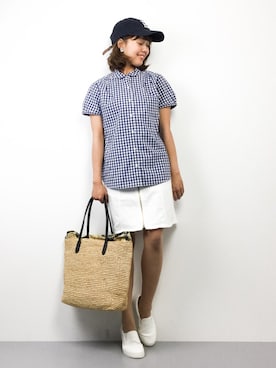 「TOPKAPI（トプカピ）のアイテム（かごバッグ）」を使った、内山陽菜さん（レディース・149cm）の春コーディネート