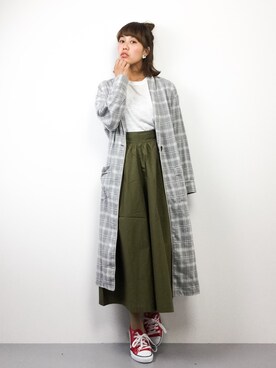 「ギャザー」｜「アイテム（その他アウター）」を使った、内山陽菜さん（レディース・149cm）の春コーディネート