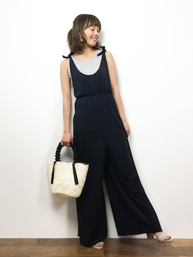 「セットアイテム」｜「アイテム（つなぎ/オールインワン）」を使った、内山陽菜さん（レディース・149cm）の夏コーディネート
