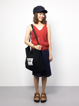「ROROL（ロロル）のアイテム」を使った、内山陽菜さん（レディース・149cm）の夏コーディネート