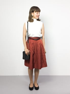 「Carlie e felice（カーリーエフェリーチェ）のアイテム（パンプス）」を使った、内山陽菜さん（レディース・149cm）の夏コーディネート