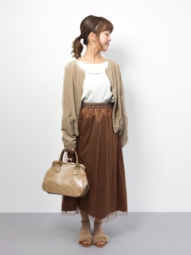 「秋色コーデ」｜「アイテム（ブルゾン）」を使った、内山陽菜さん（レディース・149cm）の秋コーディネート