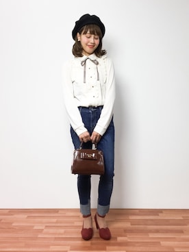 内山陽菜さん（レディース・149cm）の秋コーディネート
