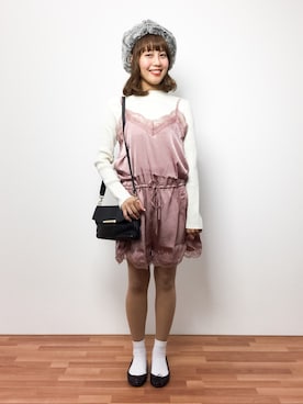 「Chico（チコ）のアイテム（サロペット/オーバーオール）」を使った、内山陽菜さん（レディース・149cm）の秋コーディネート