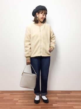 「coca（coca）（コカ）のアイテム（帽子）」を使った、内山陽菜さん（レディース・149cm）の秋コーディネート