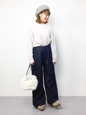「SEVENDAYS=SUNDAY（セブンデイズサンデイ）のアイテム（帽子）」を使った、内山陽菜さん（レディース・149cm）の秋コーディネート