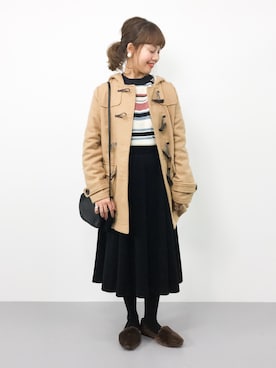 「Chico（チコ）のアイテム（ダッフルコート）」を使った、内山陽菜さん（レディース・149cm）の秋コーディネート