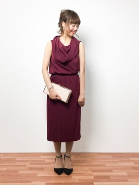 「Accessorize（アクセサライズ）のアイテム（クラッチバッグ）」を使った、内山陽菜さん（レディース・149cm）の冬コーディネート