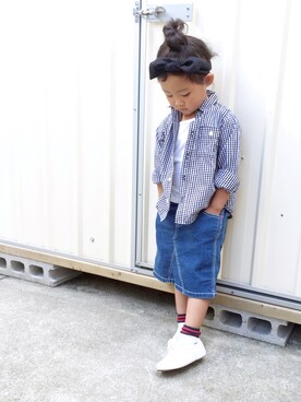 「BEAMS(ビームス)のアイテム(デニムスカート)」を使った、Noaさん(キッズ・100cm)の秋コーディネート