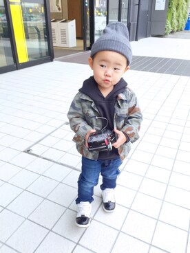 「Carter's（カーターズ）のアイテム（ミリタリージャケット）」を使った、Noaさん（キッズ・80cm）の秋コーディネート