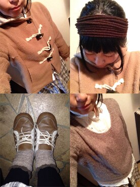 「靴」｜「アイテム（ダッフルコート）」を使った、あやかちゃんさん（レディース・151cm）の冬コーディネート