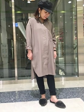 「LE TALON（ルタロン）のGRISE ポインテッドミュールフラット◆（その他シューズ、グレー系）」を使った、Le Talon 博多店スタッフさん（レディース・160cm）の夏コーディネート